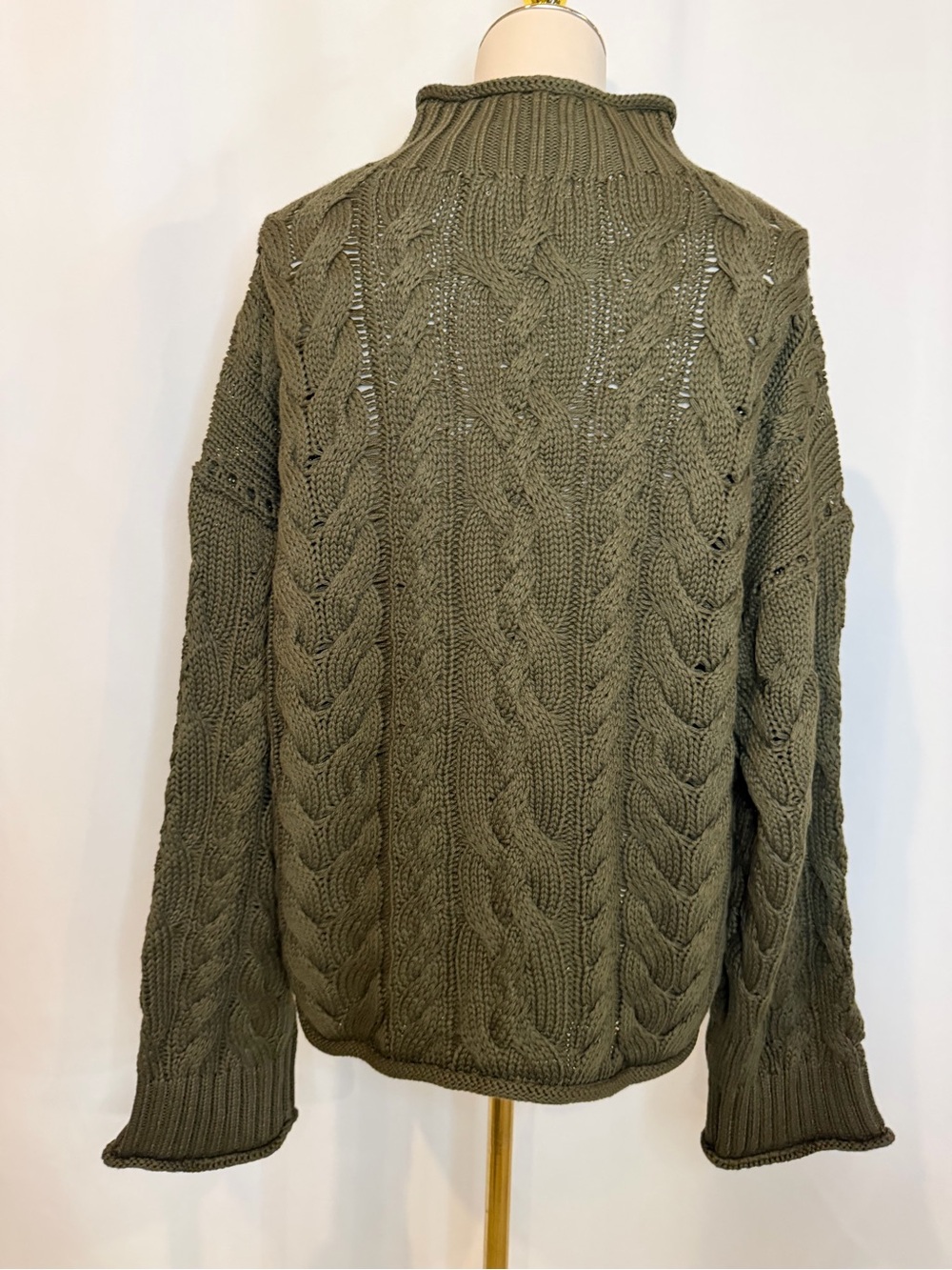 J.Crew 2025 Rollneck cable-knit sweater in woodland brush - Picture 7 of 9